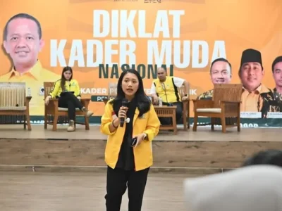 Puteri Komarudin dalam acara Diklat Kader Muda Nasional yang digelar oleh DPP AMPG di Bogor pada Jum'at-Minggu (03-05/10/2025)