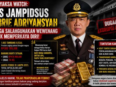 Adhiyaksa Watch Soroti Aset Rp476 Miliar dan Emas 74 Kg dalam Kasus Febrie